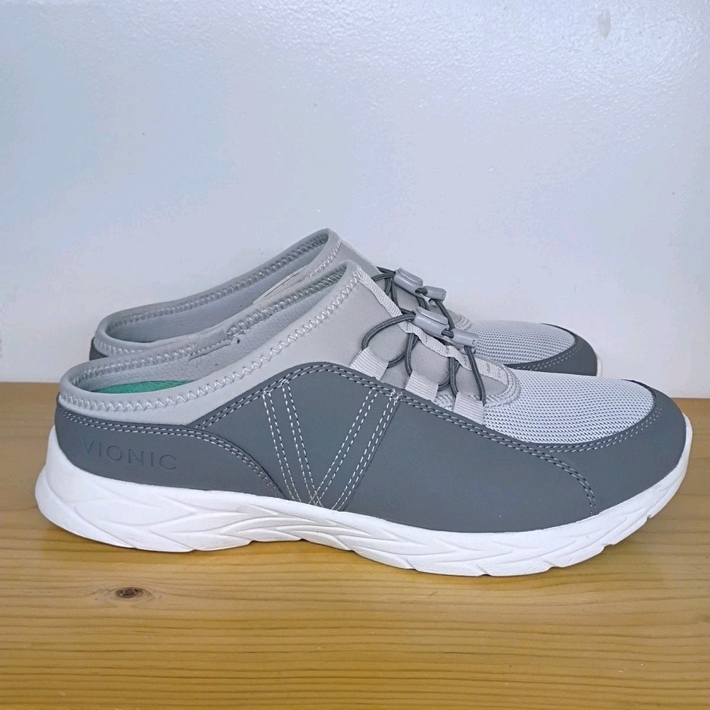 Vionic Zuri Shoes Womens Size 8.5 Mesh Slip-On Athletic Mules Gray
